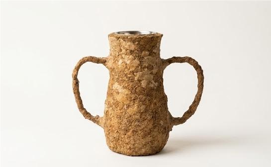 Recycled Pulp Vase with Dual Handles